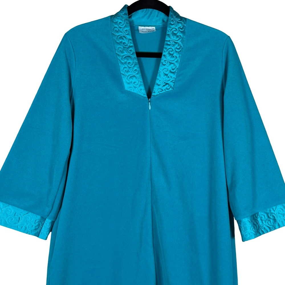 Vintage JCPenny Women’s Sateen Trim 3/4 Zip Short Housecoat Robe Size Small - Picture 2 of 11